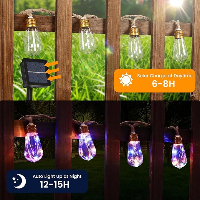 Outdoor Solar String Lights Multicolor&Warm White