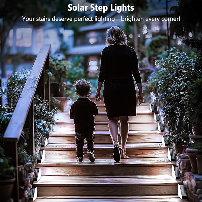 echosari 6 Pack Solar Step Lights for Outside, Ultra Bright Outdoor Stair Lights Auto ON/Off, 2835SMD LEDs Outdoor | Lumora
