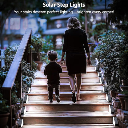 echosari 6 Pack Solar Step Lights for Outside, Ultra Bright Outdoor Stair Lights Auto ON/Off, 2835SMD LEDs Outdoor Step Lights IP68 Fully Waterproof for Yard Garden Walkways Pathway (Cool White)