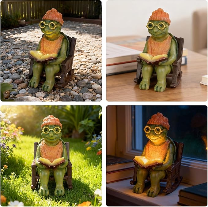 Solar Turtle Garden Statue with LED Lights, Waterproof Outdoor Decor for Patio, Yard, Lawn Ornaments, Garden Decorations, Valentines Day Decorations, Birthday Gifts for Women, Gifts for Mom Grandma