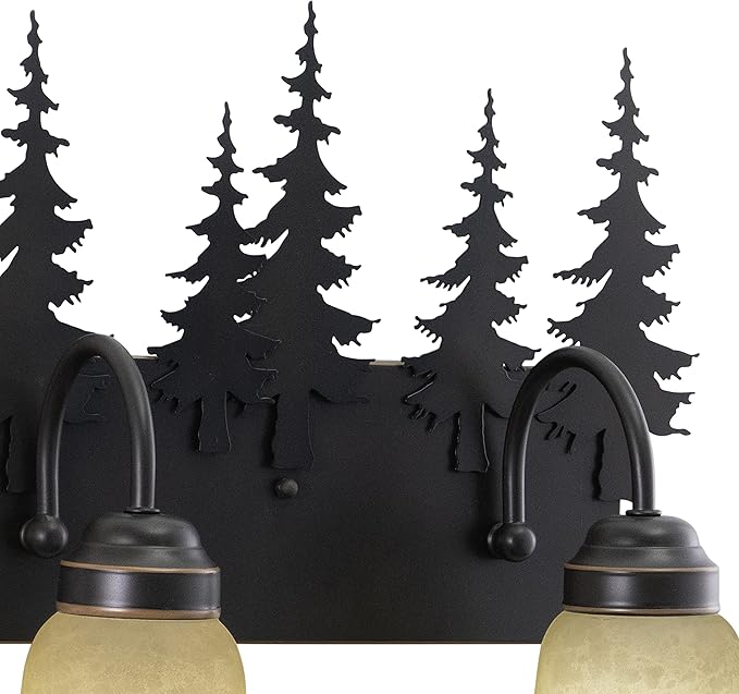 VAXCEL Yosemite 3-Light 24.75 inch Wide Burnished Bronze Rustic Cabin Bathroom Vanity Lighting Fixture, Amber Flake | Lumora