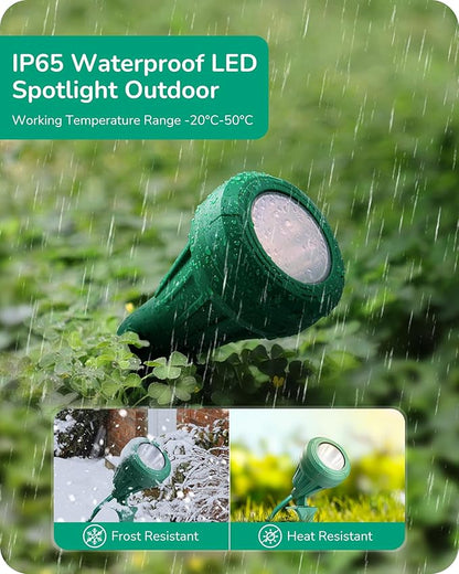 EDISHINE 120V Spotlight Outdoor, 5 Extra Color Lenses, 5.5W 500LM Waterproof LED Outdoor Spotlight, 5000K Landscape Lighting for Yard Flag Tree Holiday Decor, 180° Adjustable, UL Listed
