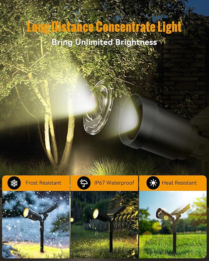 Solar SpotLights Outdoor 6 Pack, Solar Spot Lights Outdoor Waterproof IP65 with 3 Lighting Modes for Garden, Landscape, Pathway, Pool Area, Tree Decor