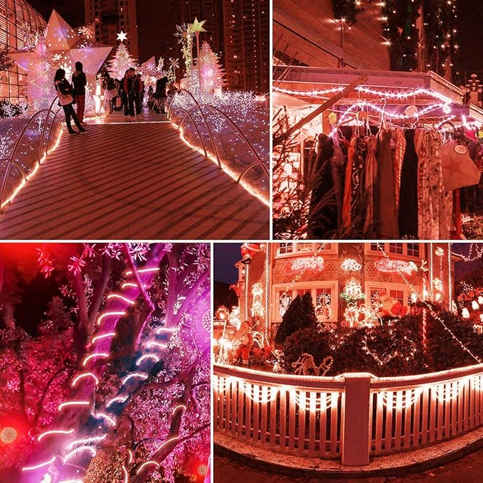 Solar Rope Lights Outdoor, 23ft 50LED Outdoor Rope String Lights Waterproof Copper Tube Wire String Lights for Garden,Yard, Path, Fence, Stairs, Backyard, Patio (Red)
