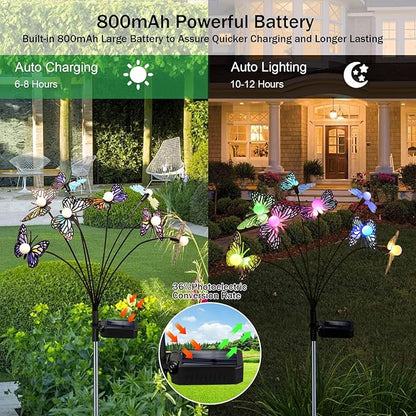 Solar Garden Butterfly Lights, 4 Pack 48 LED Solar Swaying Lights, 7 Color Changing Waterproof Firefly Light Outdoor Fairy Light for Garden Patio Yard Pathway Flower Bed Decoration