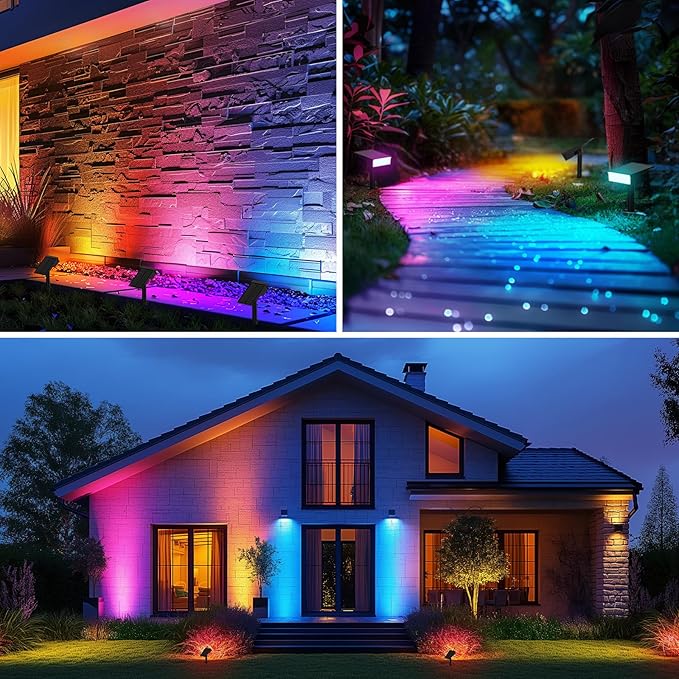 Consciot Solar Spot Lights Outdoor, Adjustable 170° Solar Outdoor Light, 7 Multicolored Garden Light Waterproof | Lumora