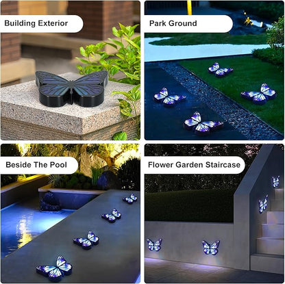 Ground Lights, Equipped with 4 Solar Lights for Outdoor Waterproofing, 14 LED Solar Landscape Lighting, Suitable for Gardens, courtyards, terraces, corridors, Lanes, and walkways (Blue)
