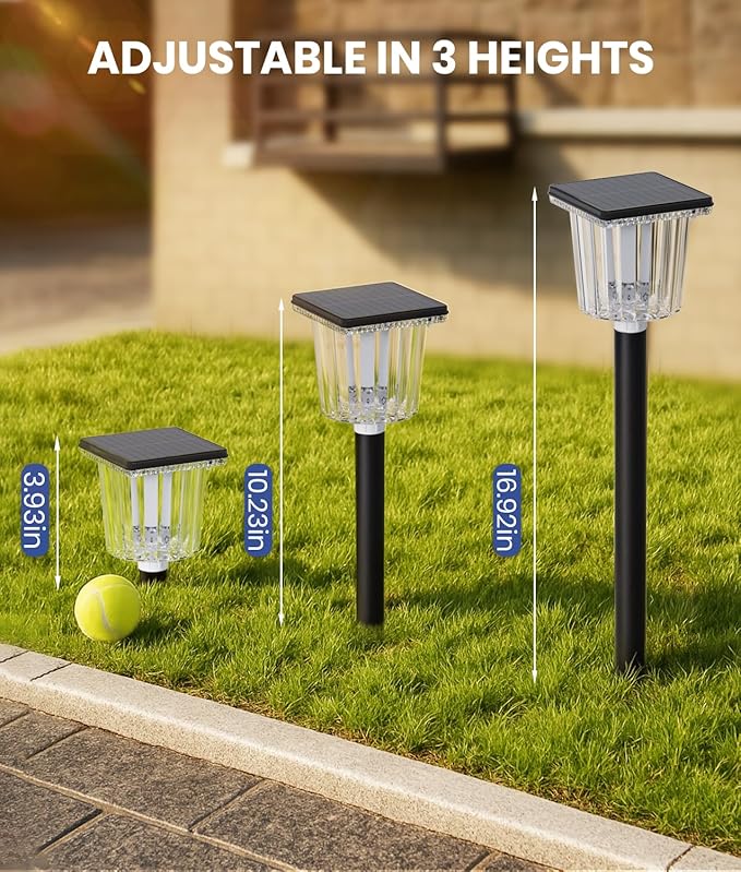 12-Pack Super Bright Solar Pathway Lights Outdoor Powered,Adjustable Warm&Cool White,Waterproof IP65 Solar Garden | Lumora