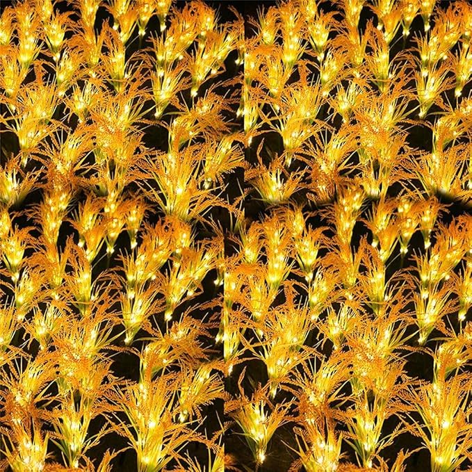 2 Pcs Solar Wheat Rice Ear Stake Light Outdoor IP66 Waterproof Decoration Solar Landscape Light for Pathway Garden Yard Lawn