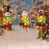 Christmas Yard Stakes Solar with Metal Santa, Snowman & Reindeer Set of 3, Christmas Grave Decorations with Solar | Lumora