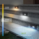 ASD LED Recessed Step Light Fixture, Outdoor & Indoor Tread Lighting | 3CCT, Dimmable, Waterproof, ETL Listed | 3W | Lumora