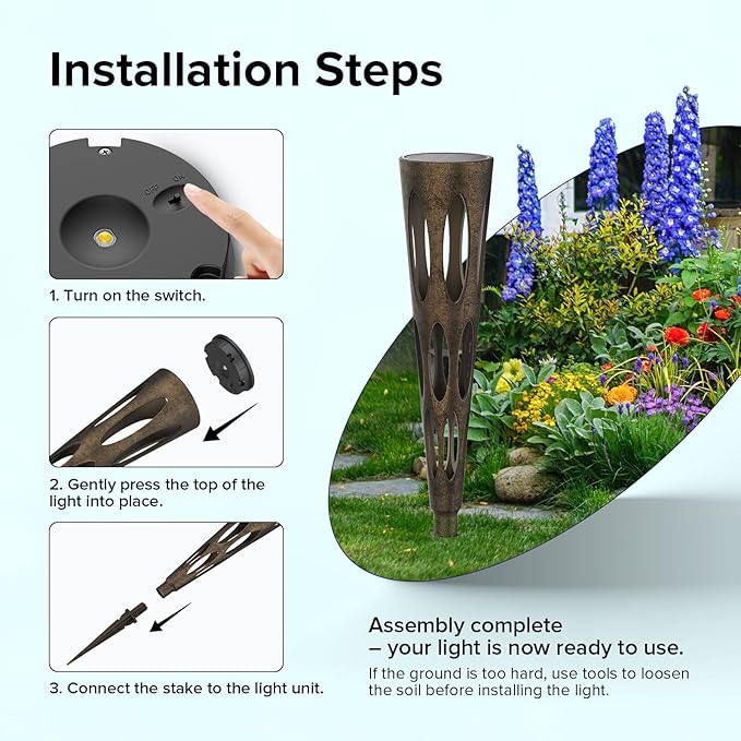 JJX Solar Pathway Lights, 6 Pack Outdoor Walkway Solar Lights for Yard Outside, Warm Light LED Landscape Light | Lumora