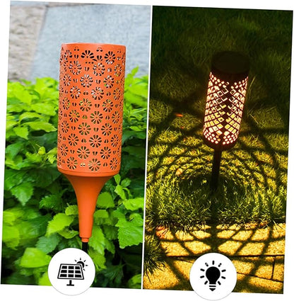 YARNOW Solar Garden Landscape Lamp Creative Iron Chrysanthemum Design Lightweight Led Solar Pathway Light for Outdoor Decoration Automatic Charging Night Illumination Orange