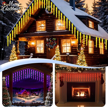 Smart Icicle Lights Outdoor Waterproof, 33FT 20Tubes 100LEDs Christmas Lights, Remote & App Control with 16 Millions Colors and 105 Color Modes, for Holiday,Roof,Tree,Patio,Xmas Decor