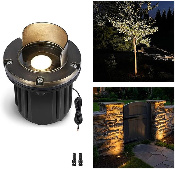 Gardenreet Brass Well Light - 12V Outdoor Waterproof LED In-Ground Landscape Lighting, Low Voltage Replaceable Bulb | Lumora
