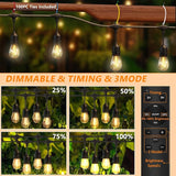50FT Outdoor String Lights Waterproof with 30+2 Bulbs (1.5FT Bulbs Spacing), Remote & Dimmer, Commercial Grade | Lumora