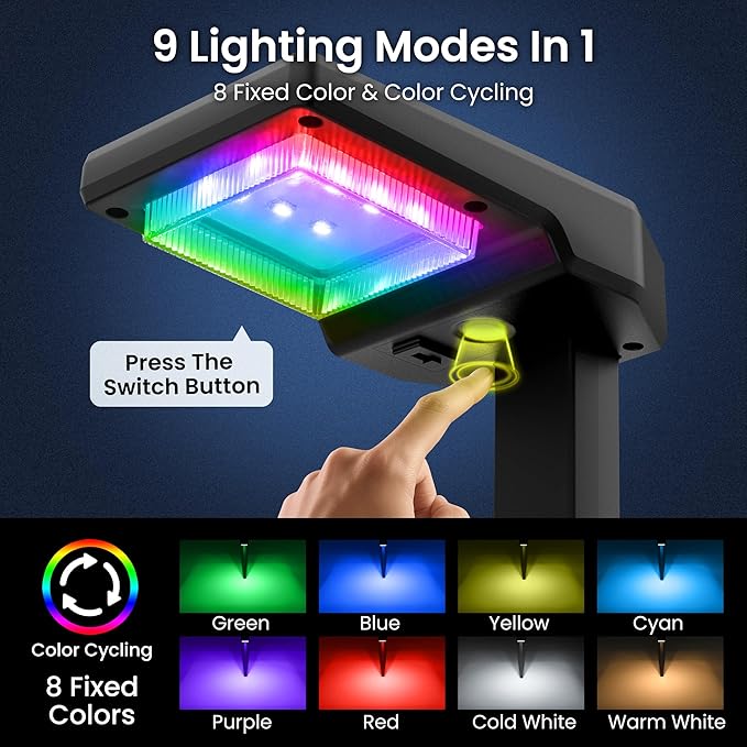6 Pack Color Changing & Sync Smart Solar Pathway Lights, Solar Lights Outdoor Waterproof, 9 Modes (Warm White/Cool White/RGB) Landscape Lighting for Driveway, Walkway, Garden, Yard, Patio