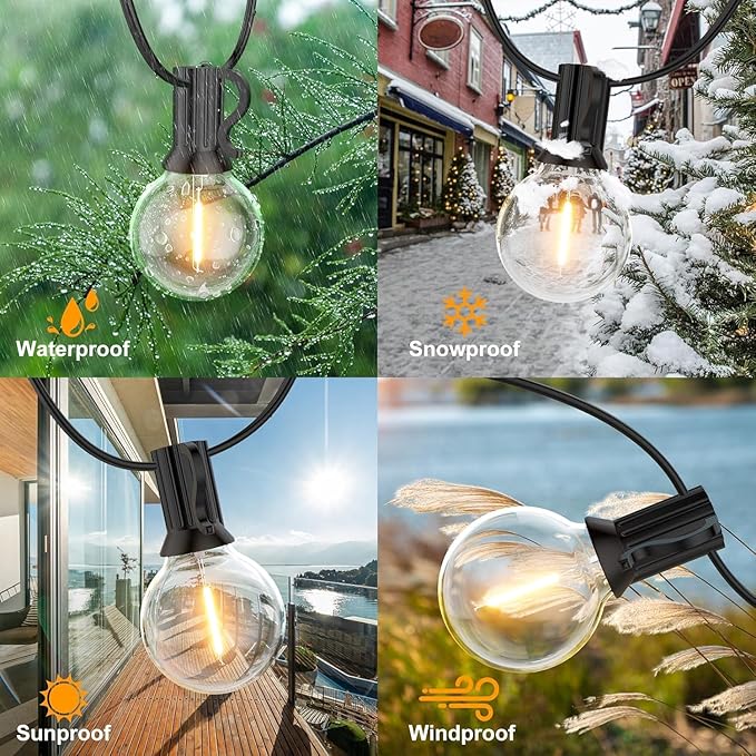 GPATIO Outdoor String Lights, 150FT G40 Bulbs Shatterproof Patio Lights, Waterproof Dimmable Hanging Outdoor Lights, Connectable LED Outside Lights for Backyard Yard Gazebo Porch Party