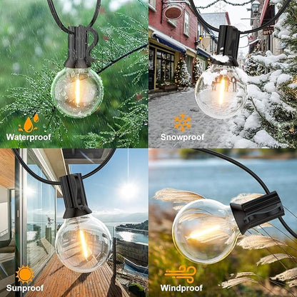 GPATIO Outdoor String Lights, 25FT G40 Bulbs Shatterproof Patio Lights, Waterproof Dimmable Hanging Outdoor Lights, Connectable LED Outside Lights for Backyard Yard Gazebo Porch Party