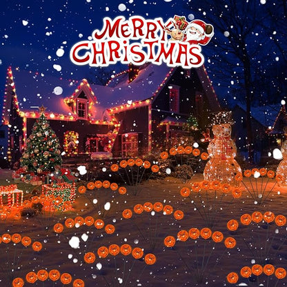 2PACK Solar Pathway Lights for Outdoor Christmas Decorations,12LED Orange Solar Garden Stake Lights,Waterproof Christmas Swaying Lights for Garden Yard Pathway Xmas Party Decor
