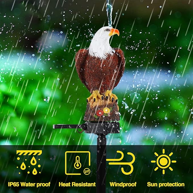 Eagle Solar Garden Lights - Outdoor Decor with LED Path Lights, Animal Statue Kitnish