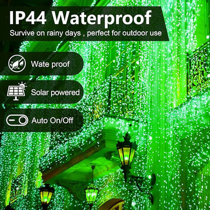 2 Pack 200 LED Solar String Lights St Patricks Day Decorations, 85.2ft 8 Modes Solar String Lights for Outside, Waterproof and Solar Powered Outdoor String Lights for Holiday Garden Tree Party (Green)