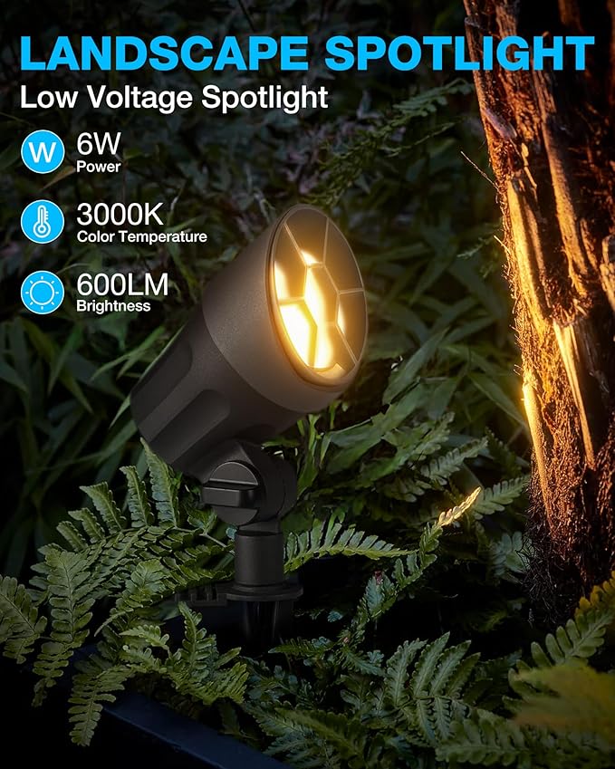 SUNVIE 6W Low Voltage Landscape Lighting LED Landscaping Lights Warm White Low Voltage Lighting Waterproof | Lumora