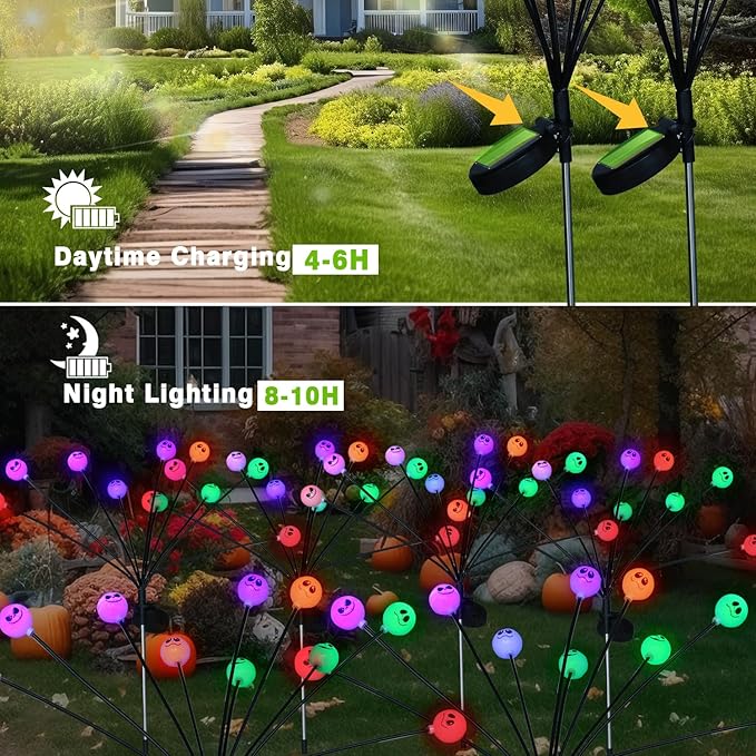 Solar Garden Lights Outdoor, 20 Led Swaying Colorful Decoration Lights, 2 Modes Waterproof Decor Lights for Garden Pathway Yard Patio(2 Pc)