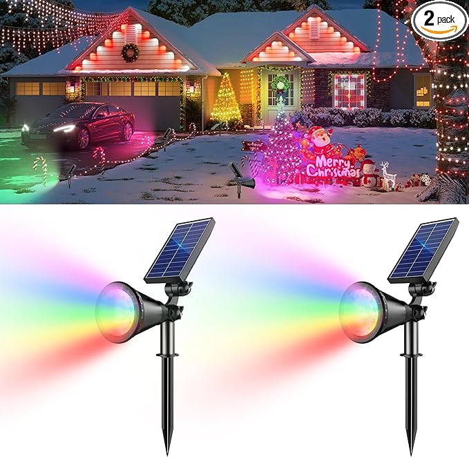 RGB Halloween Solar Spot Lights Outdoor, 36 LEDs Solar Lights Outdoor Color Changing Spot Lights for Halloween | Lumora