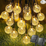 Metaku 2 Pack Solar String Lights for Outside, Total 72FT 120 LED Crystal Globe String Lights, Solar Powered | Lumora