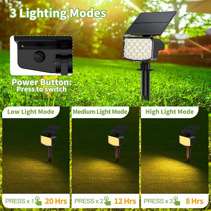 8 Pack Solar Spot Lights Outdoor, 2-in-1 Solar Lights Outdoor Waterproof IP65, Solar Powered Landscape Spotlights 3 | Lumora