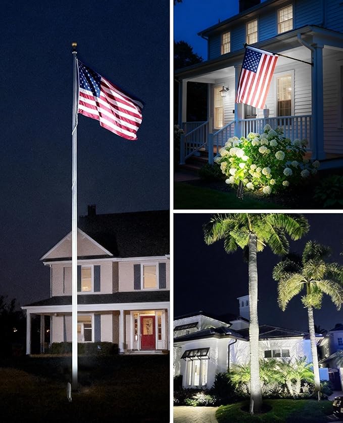 SUNVIE 20W Dusk to Dawn Spot Lights Outdoor Weatherproof 5000K LED Flag Pole Light 120V Plug in Landscape Spotlight with Photocell Sensor Ultra Bright Bullet Flag Light for Yard Garden Tree Statue