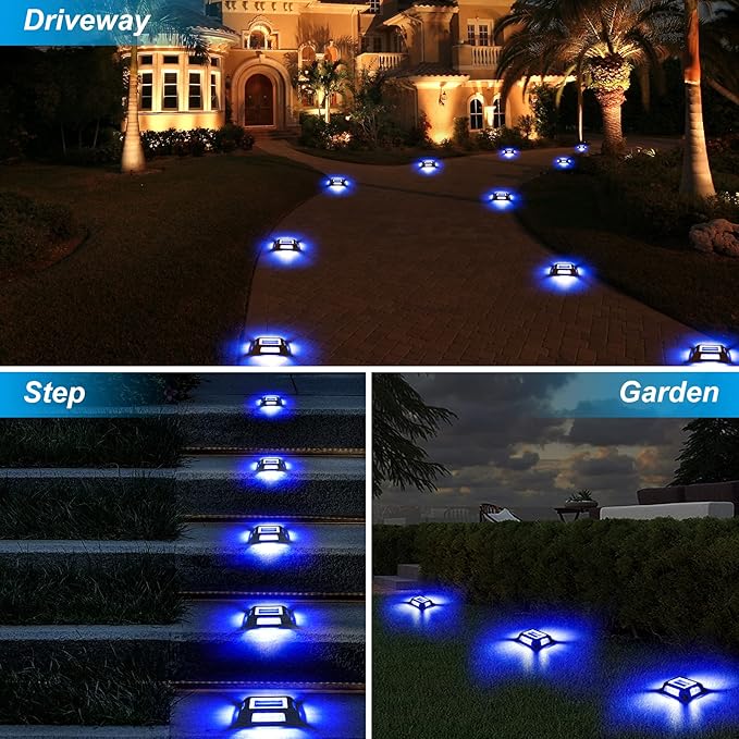 Solar Deck Lights Driveway Dock Lights- 8 Packs Waterproof 1200mAh Solar Powered Outdoor LED Aluminum Dock Lighting | Lumora