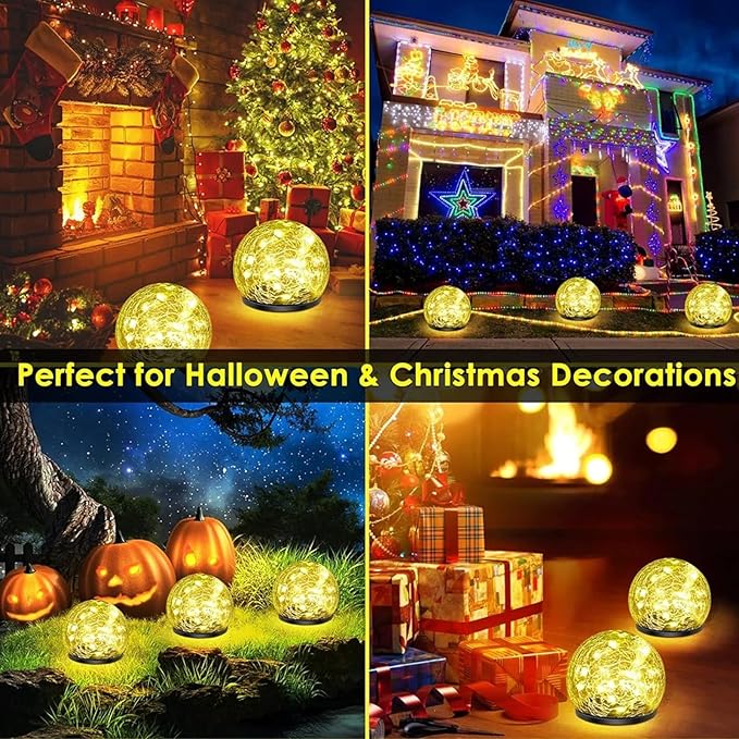 Solar Lights, Outdoor Waterproof, Spherical, Suitable for Yard, Terrace, Path, Lawn, Party, Garden, Landscape Lighting, Creative Birthday Gift, 2 Pack (5.5 Inch (Warm Light))
