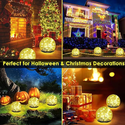 Solar Lights, Outdoor Waterproof, Spherical, Suitable for Yard, Terrace, Path, Lawn, Party, Garden, Landscape Lighting, Creative Birthday Gift, 2 Pack (5.5 Inch (Warm Light))