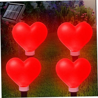 Pathway Lighting, Valentines Day Decorations, 4PCS/Set Waterproof Heart Solar Lights Outdoor, Valentines Day Decor Heart Shaped Light for Garden Pathway Flowerbed Porch Walkway