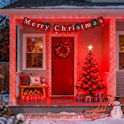 JMEXSUSS 2 Pack Red Solar Lights Outdoor Waterproof, Each 33FT 100 LED Red Christmas Lights, Solar Fairy String Light for Outside Tree Party Patio Christmas Valentines Decorations