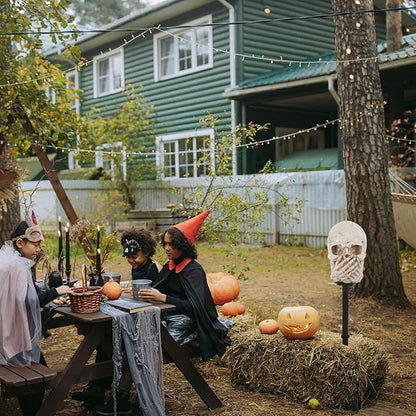 Toyvian Solar Powered Outdoor Stake Lamp Skull Path Light Halloween Garden Decoration Landscape Lighting Yard Solar Light for Patio Lawn