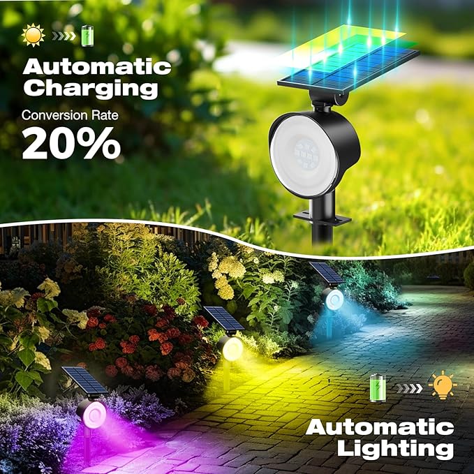 nipify 4 Pack Solar Spot Lights Outdoor Waterproof, Solar Spotlight Light for Outside Yard Landscape Lighting | Lumora
