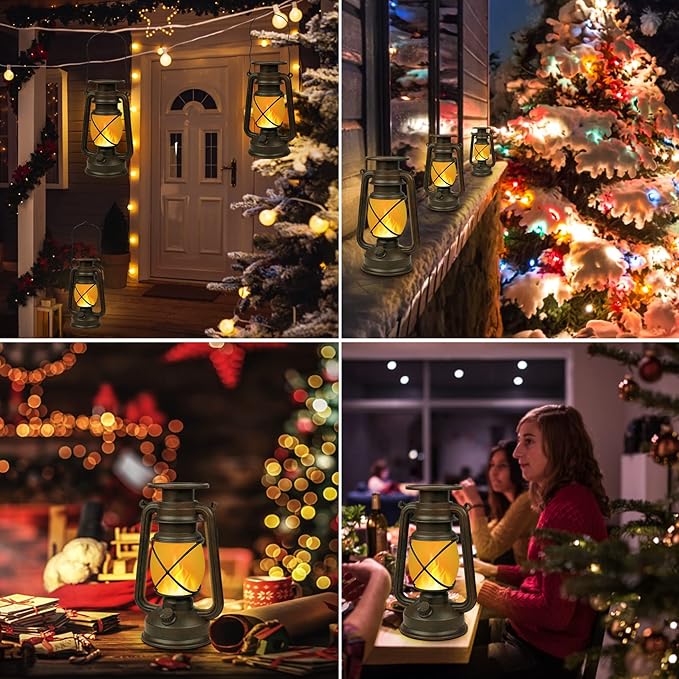 Solar Lantern Outdoor Waterproof,LED Vintage Flickering Flame Solar Lights,Camping Lamps,Solar Powered Hanging | Lumora