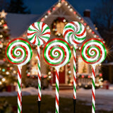 Christmas Lollipop Pathway Lights-5 Pack Solar Powered Outdoor Garden Path Lights Xmas Candy Cane Landscape | Lumora