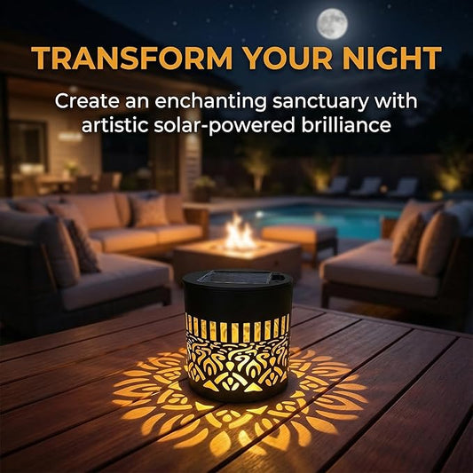 Decorative Solars Mandala Lights, Metal Solars Powered Outdoors Deck Steps Walls Lights, Mandala Theme Waterproof Fence Light for Garden Post Patio Backyard Yard Decor (Mandala*4PCS)