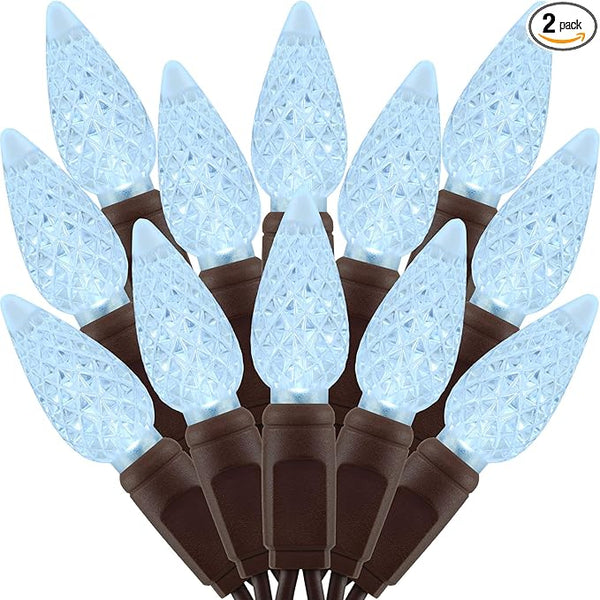 140 Cool White Strawberry One-Piece LED Christmas Lights, Pack of 2 Strands 70 Count 36 ft, High Waterproof UL | Lumora