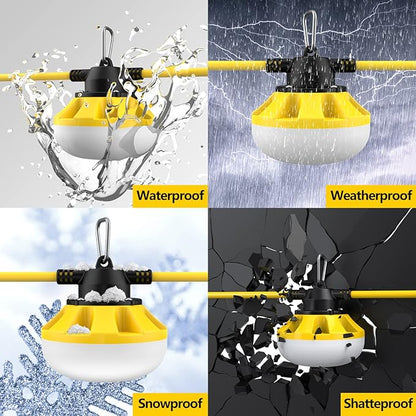 100FT LED Construction String Lights 10 Bulbs,10000LM,Industrial Grade,Weatherproof, Linkable 5000K Super Bright for Job Sites, Mining, Patios & Outdoor Work,Free for Climbing Hook 2Prong