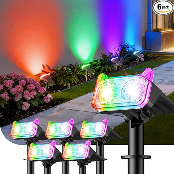WdtPro Solar Color Changing Spot Lights, 8 Lighting Modes Solar Lights Outdoor Waterproof, Multicolor RGB Outdoor | Lumora