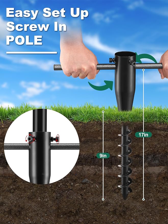 String Light Poles for Outside, 11 Feet Lights Poles with Mount Anchor, Outdoor Lighting Poles Hanging Backyard | Lumora