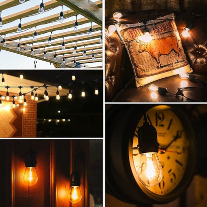 LOKATSE HOME 54 Ft Outdoor String Lights 15+1 Spare Shatterproof S14 Bulbs LED Edison Vintage Style UL Listed Connectable Hanging
