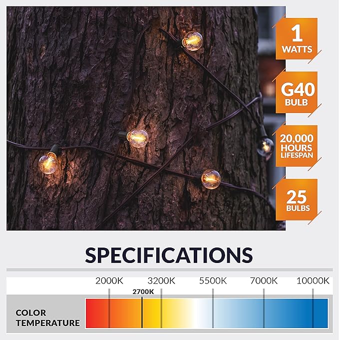 Newhouse Lighting G40LED25 25 Pack LED Clear Globe Outdoor String Fits E12 and C7 Base 1.57 Inch G40 Replacement | Lumora