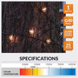 Newhouse Lighting G40LED25 25 Pack LED Clear Globe Outdoor String Fits E12 and C7 Base 1.57 Inch G40 Replacement | Lumora