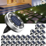 btfarm 24 Pack Solar Lights Outdoor, 8 LED Solar Ground Lights IP65 Waterproof Flat Solar Disc Light, Pathway | Lumora